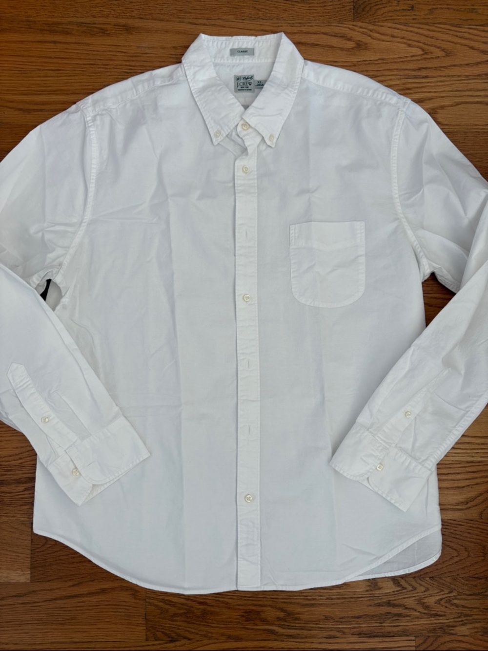 J. Crew White Oxford Men’s Long-Sleeve Button-Down Shirt